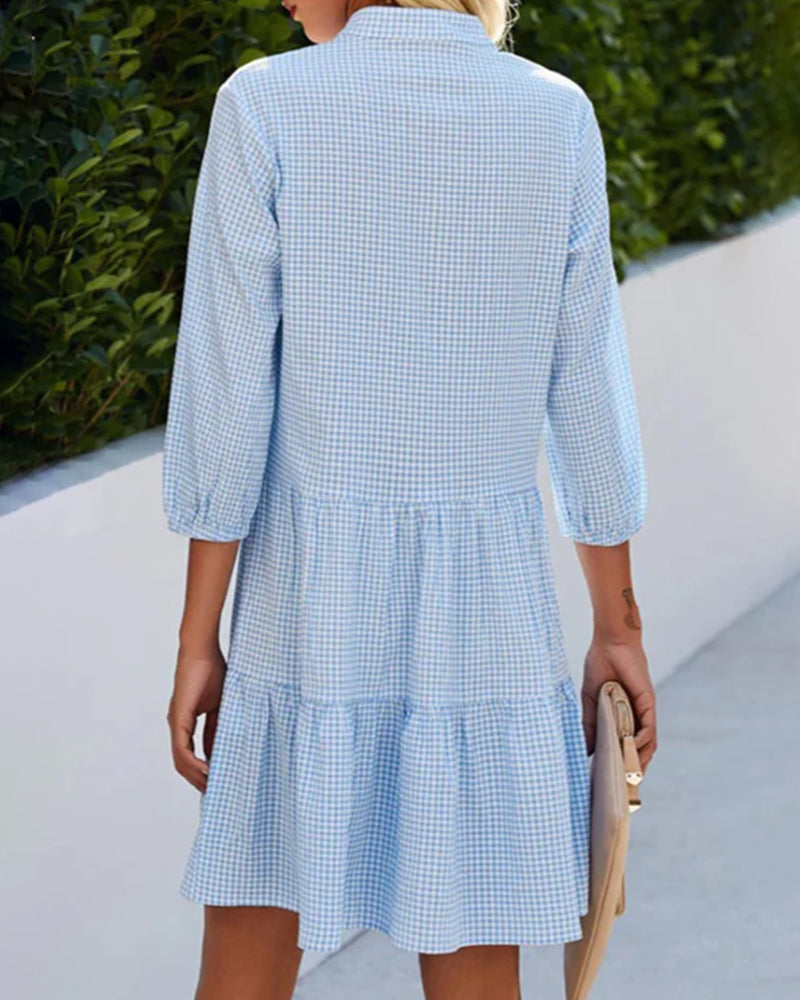 Tiered Ruffle-Hem Shirt Dress - Shelley