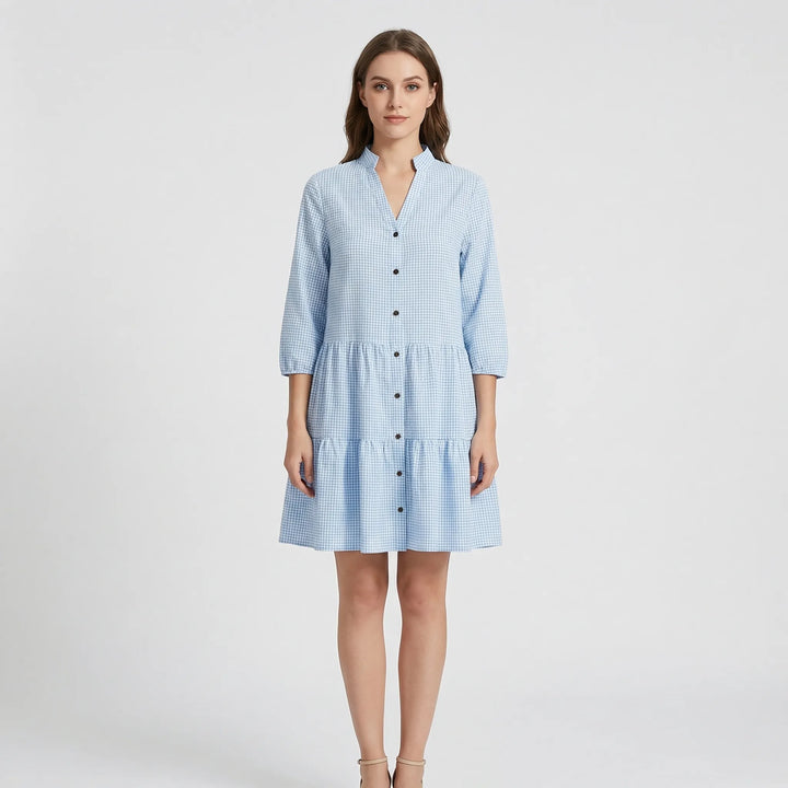 Tiered Ruffle-Hem Shirt Dress - Shelley