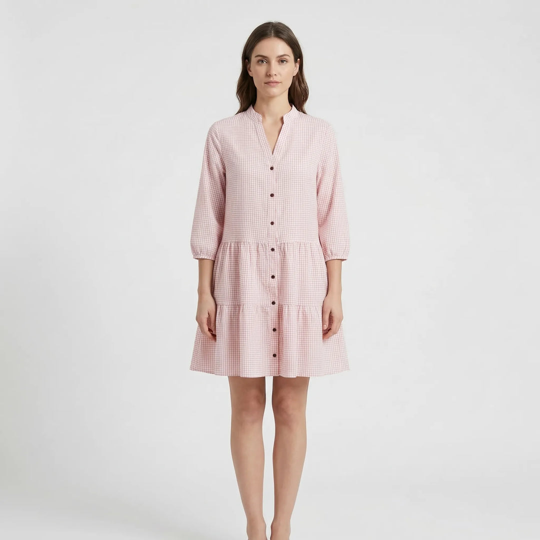 Tiered Ruffle-Hem Shirt Dress - Shelley