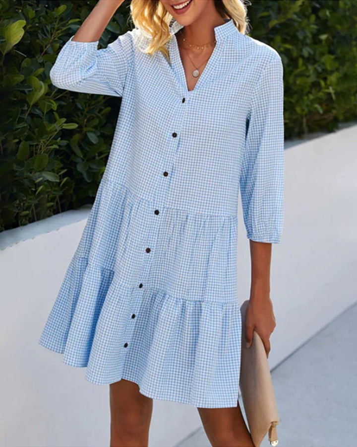 Tiered Ruffle-Hem Shirt Dress - Shelley