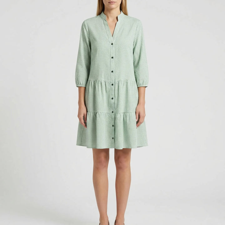 Tiered Ruffle-Hem Shirt Dress - Shelley
