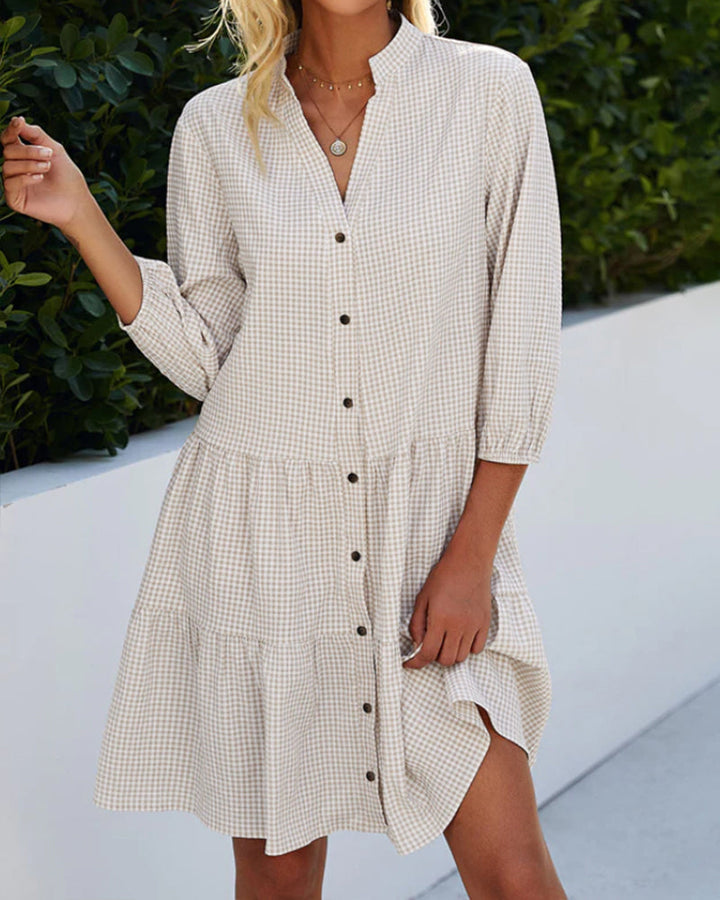 Tiered Ruffle-Hem Shirt Dress - Shelley