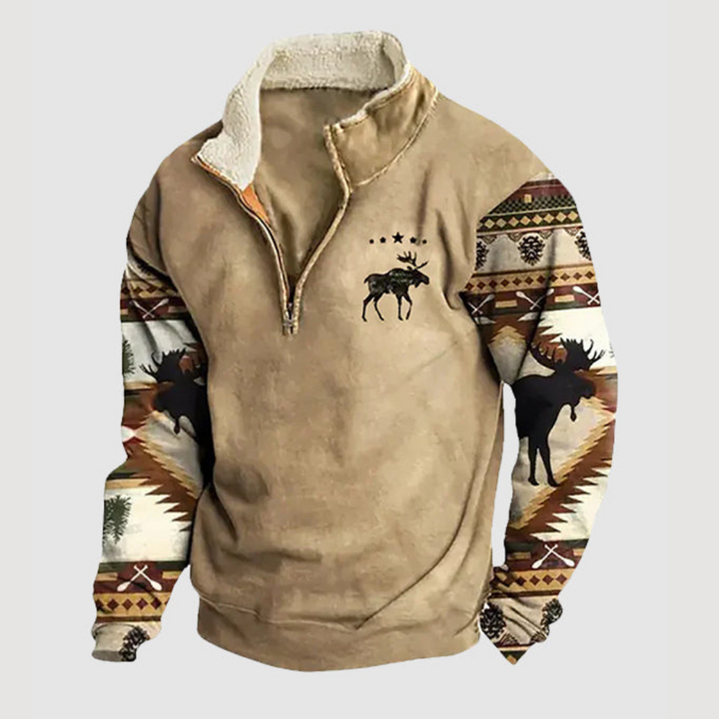 Vintage polarowa bluza zimowa z zamkiem dla mężczyzn - Felix