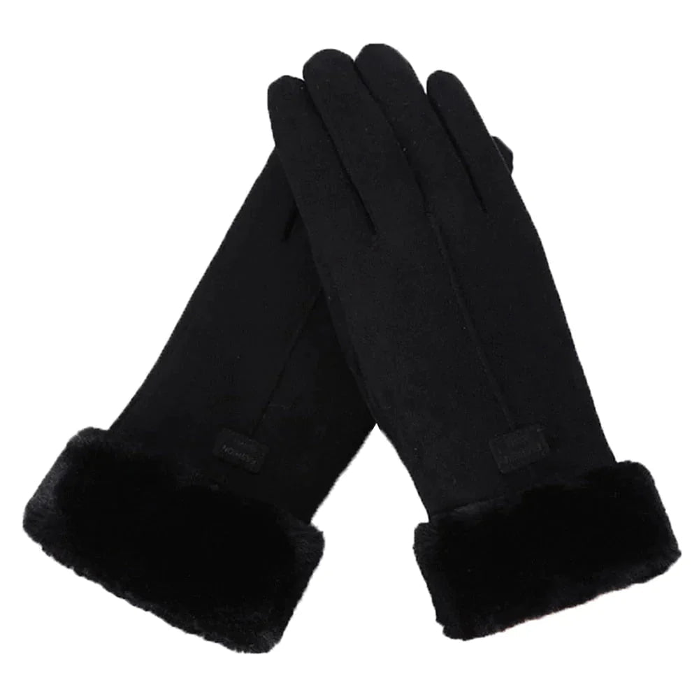 Touchscreen-Compatible Winter Gloves With Plush Trim - Debra