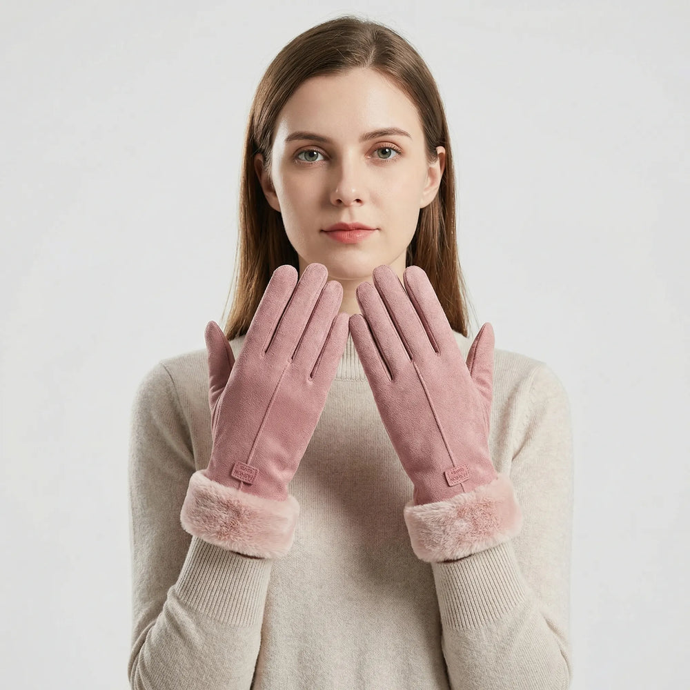 Touchscreen-Taugliche Winterhandschuhe Mit Plüschrand - Jodi