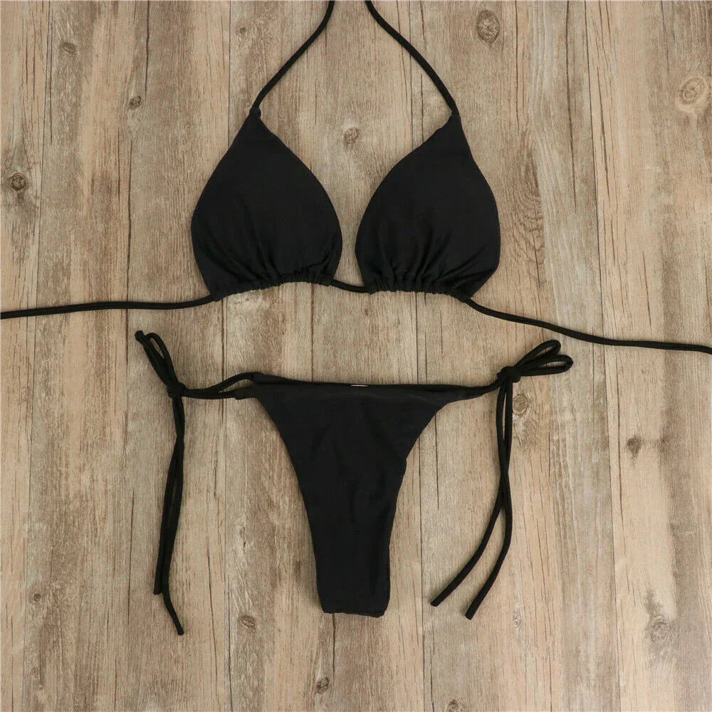 Triangle Top String Bikini Set - Tracy