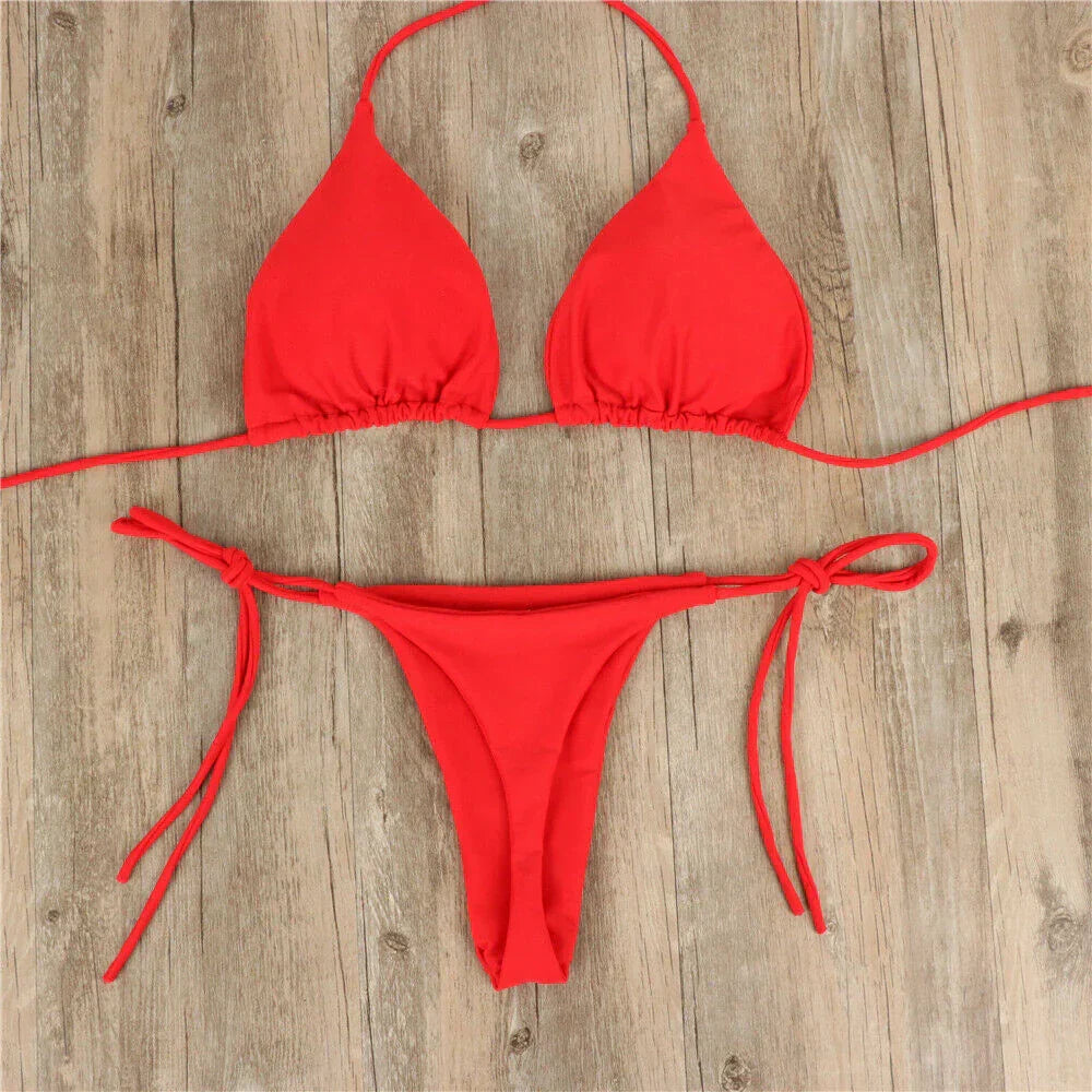 Triangle Top String Bikini Set - Tracy
