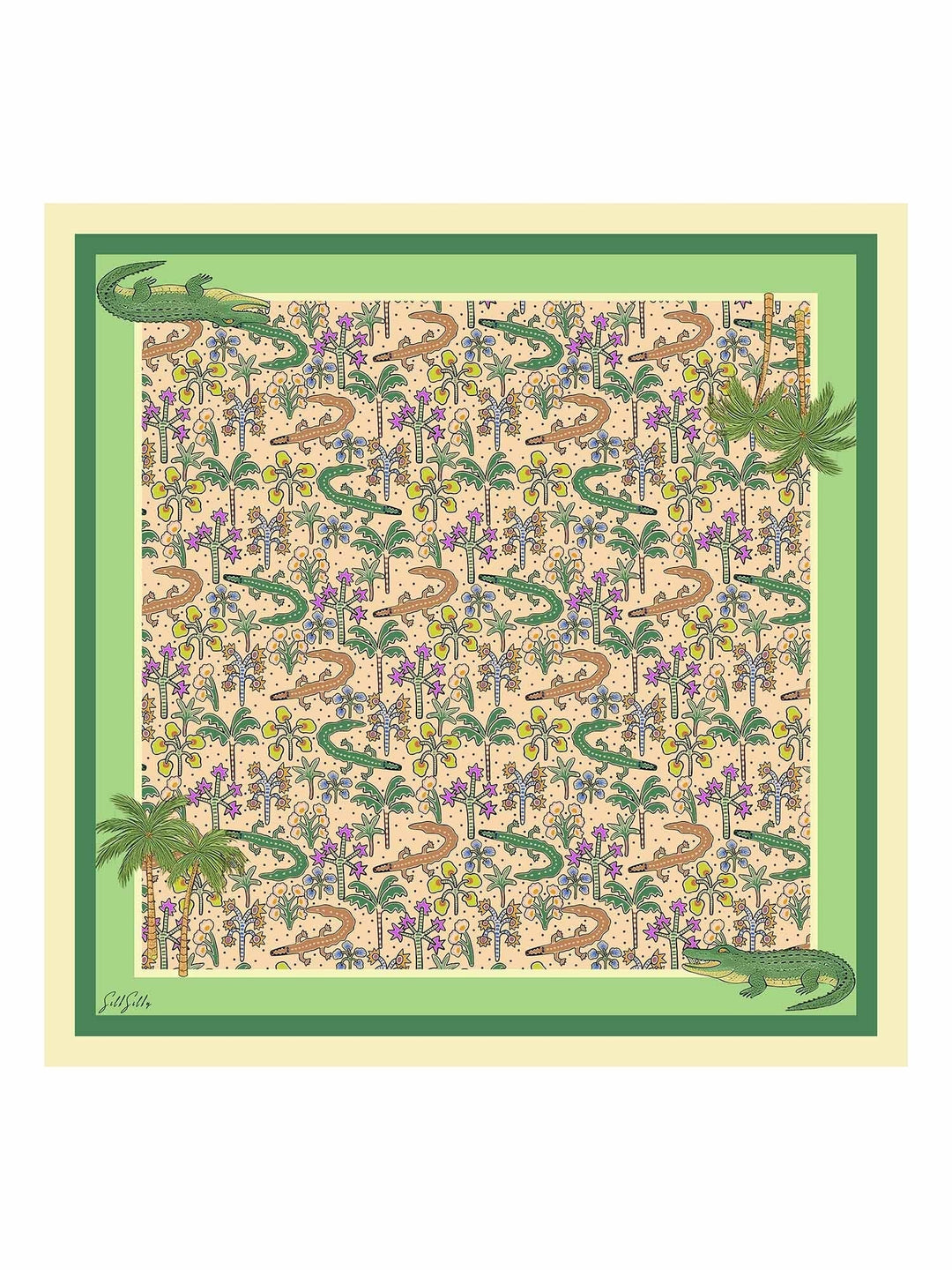 Tropical Crocodile Pattern Square Scarf - Crocala