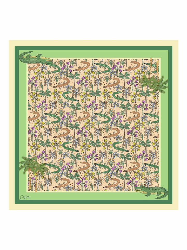 Tropical Crocodile Pattern Square Scarf - Crocala