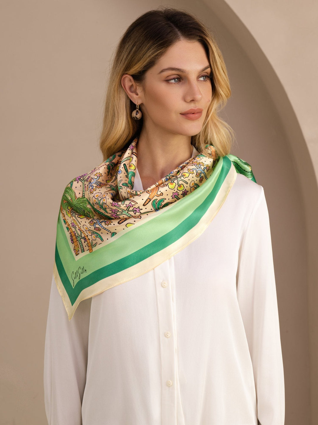Tropical Crocodile Pattern Square Scarf - Crocala