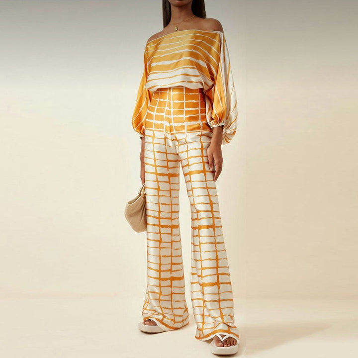 Two-Piece Set With Off-Shoulder Top And Wide-Leg Trousers - Juana