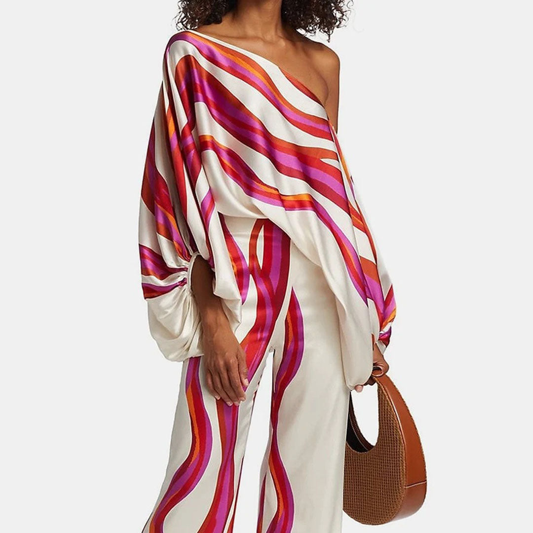 Two-Piece Set With Off-Shoulder Top And Wide-Leg Trousers - Juana