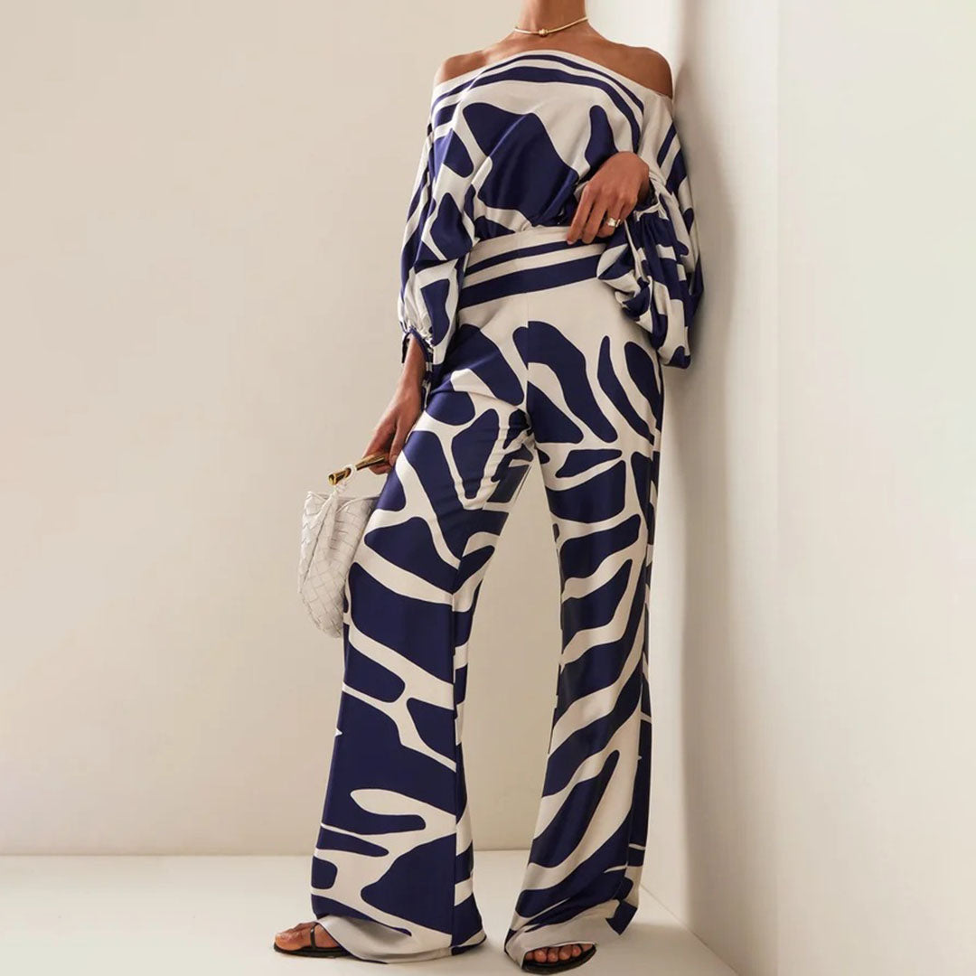 Two-Piece Set With Off-Shoulder Top And Wide-Leg Trousers - Juana