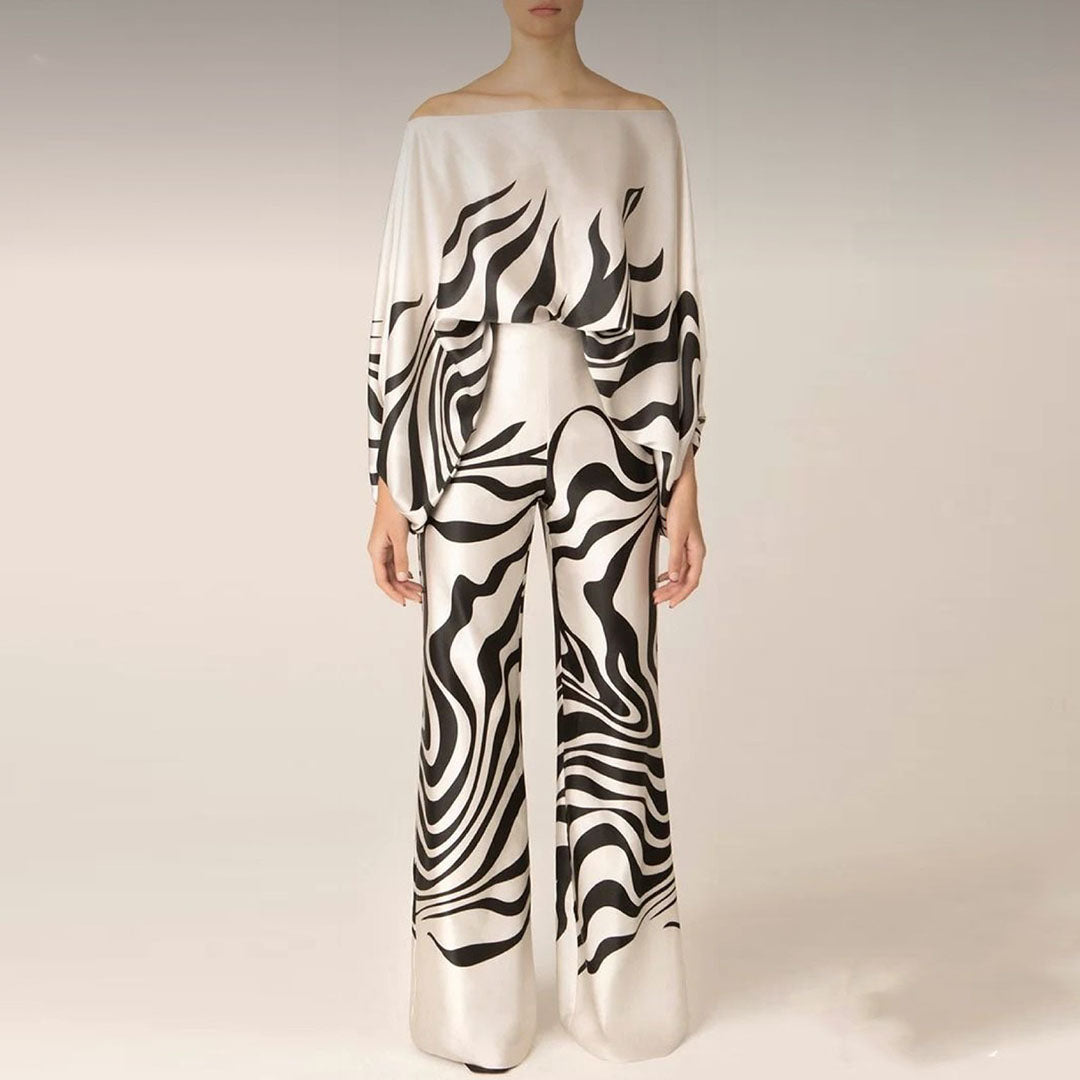 Two-Piece Set With Off-Shoulder Top And Wide-Leg Trousers - Juana