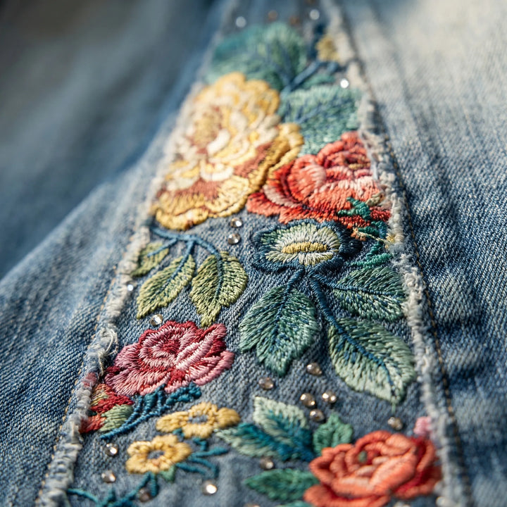 Uitlopende Jeans Met Bloemenprint - Janie