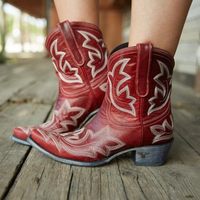 Leather Cowboy Boots with Embroidery – Dakota