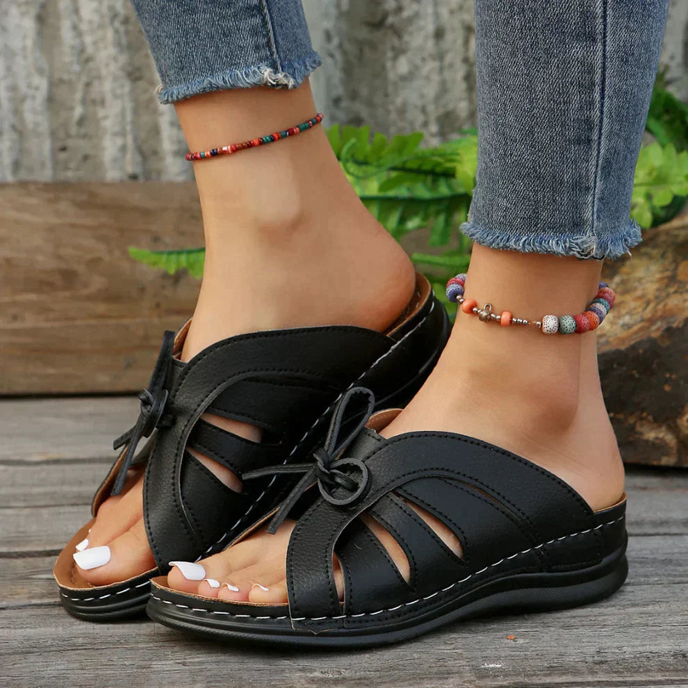 Orthopedic Wedge Sandals with Arched Button – Mirella