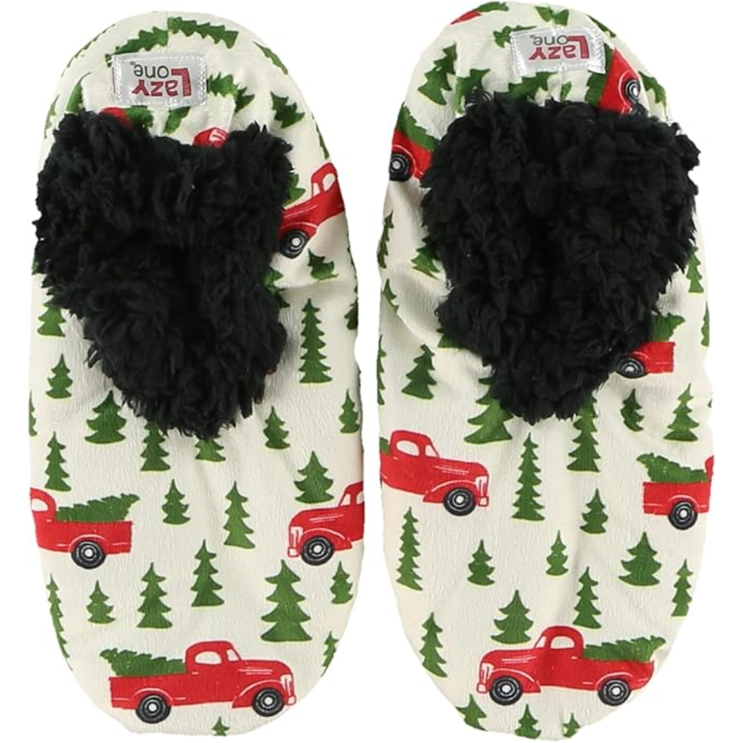Women’s Fleece Christmas Slipper Socks - HollyWarm