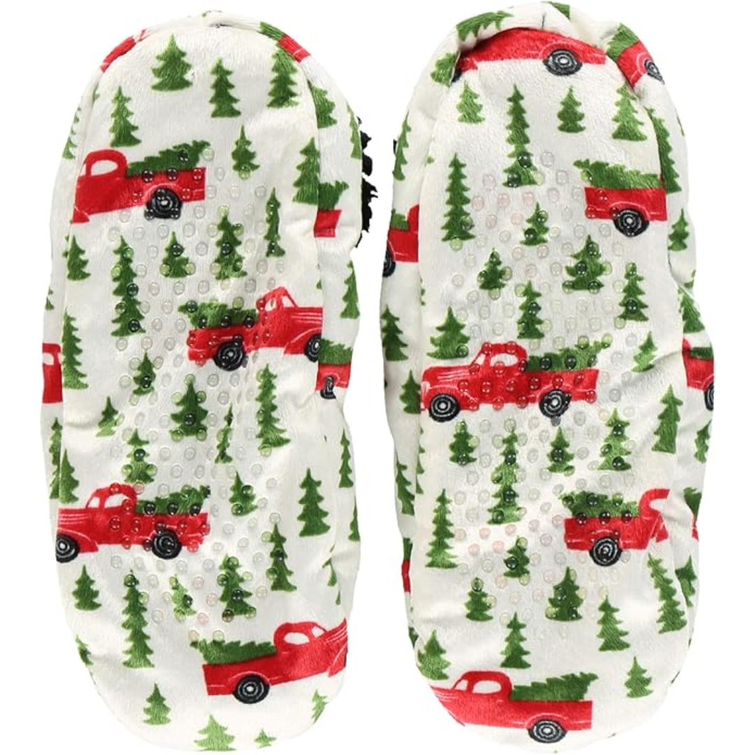Women’s Fleece Christmas Slipper Socks - HollyWarm