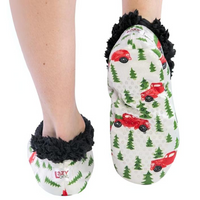 Women’s Fleece Christmas Slipper Socks - HollyWarm