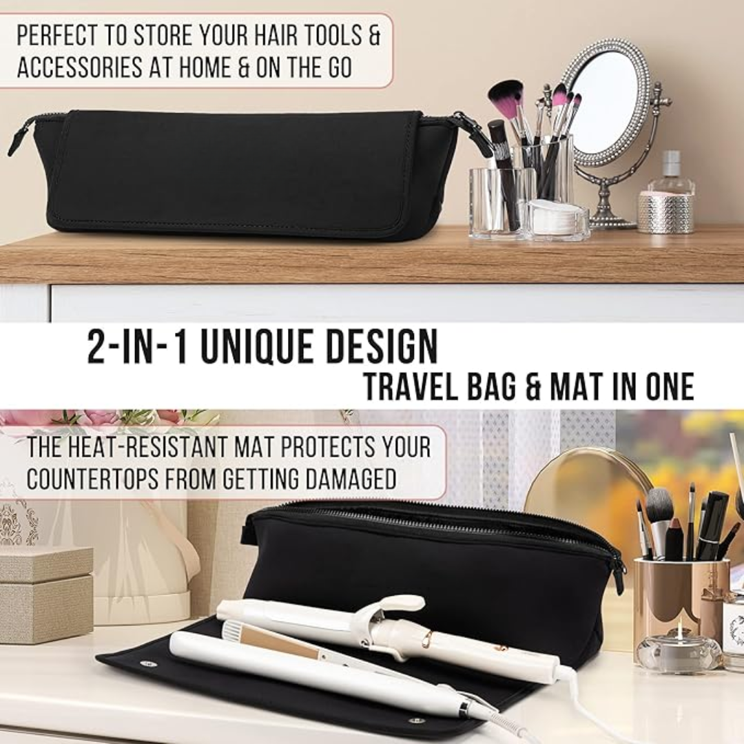 2-in-1 Haartools Reistas & Hittebestendige Mat