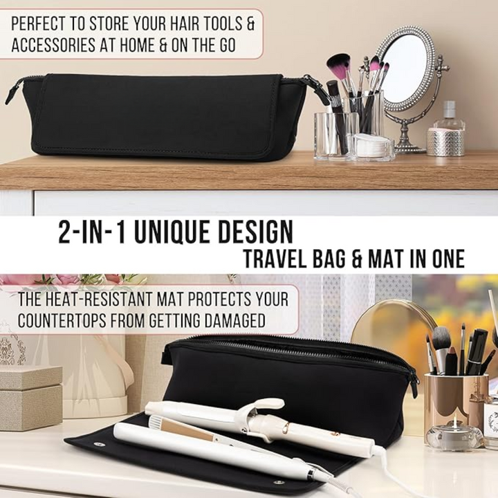 2-in-1 Haartools Reistas & Hittebestendige Mat