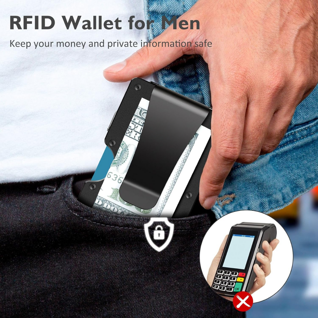 Slim RFID-Blocking Carbon Fiber Wallet with Money Clip - CarbonVault