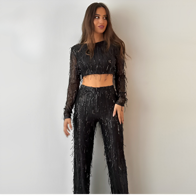 Glamorous sequin two-piece set for women - Celina