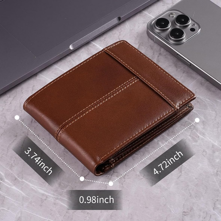 Premium RFID-Blocking Leather Bifold Wallet for Men - SlimArmor