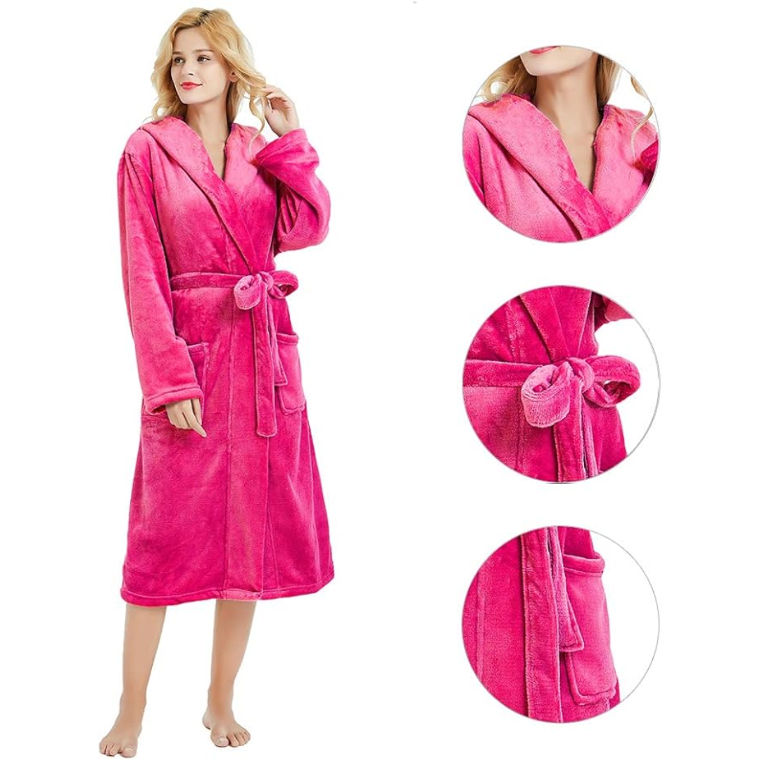 Women's Fleece Bathrobe with Hood – Vivianne