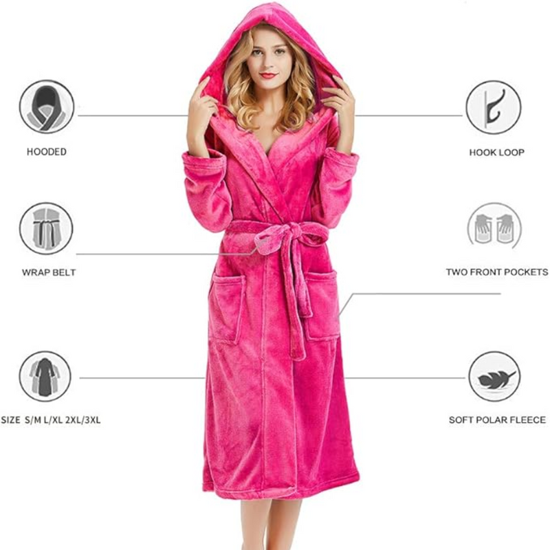 Women's Fleece Bathrobe with Hood – Vivianne