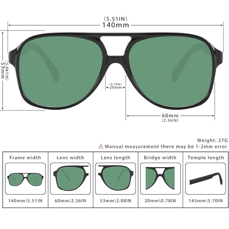 Retro Aviator Sunglasses - Indy