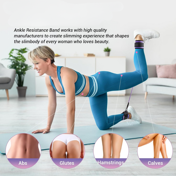 Ankle Resistance Bands with Sleeves – Set for Hip and Glute Exercises