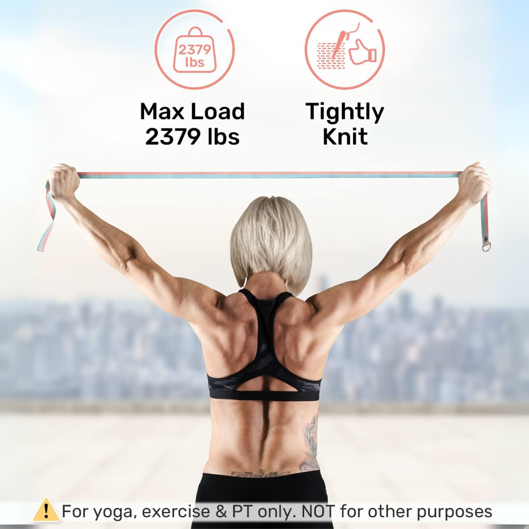 Yoga Strap with Adjustable D-Ring Buckle