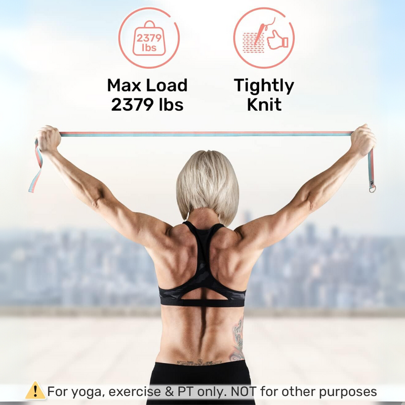Yoga Strap with Adjustable D-Ring Buckle