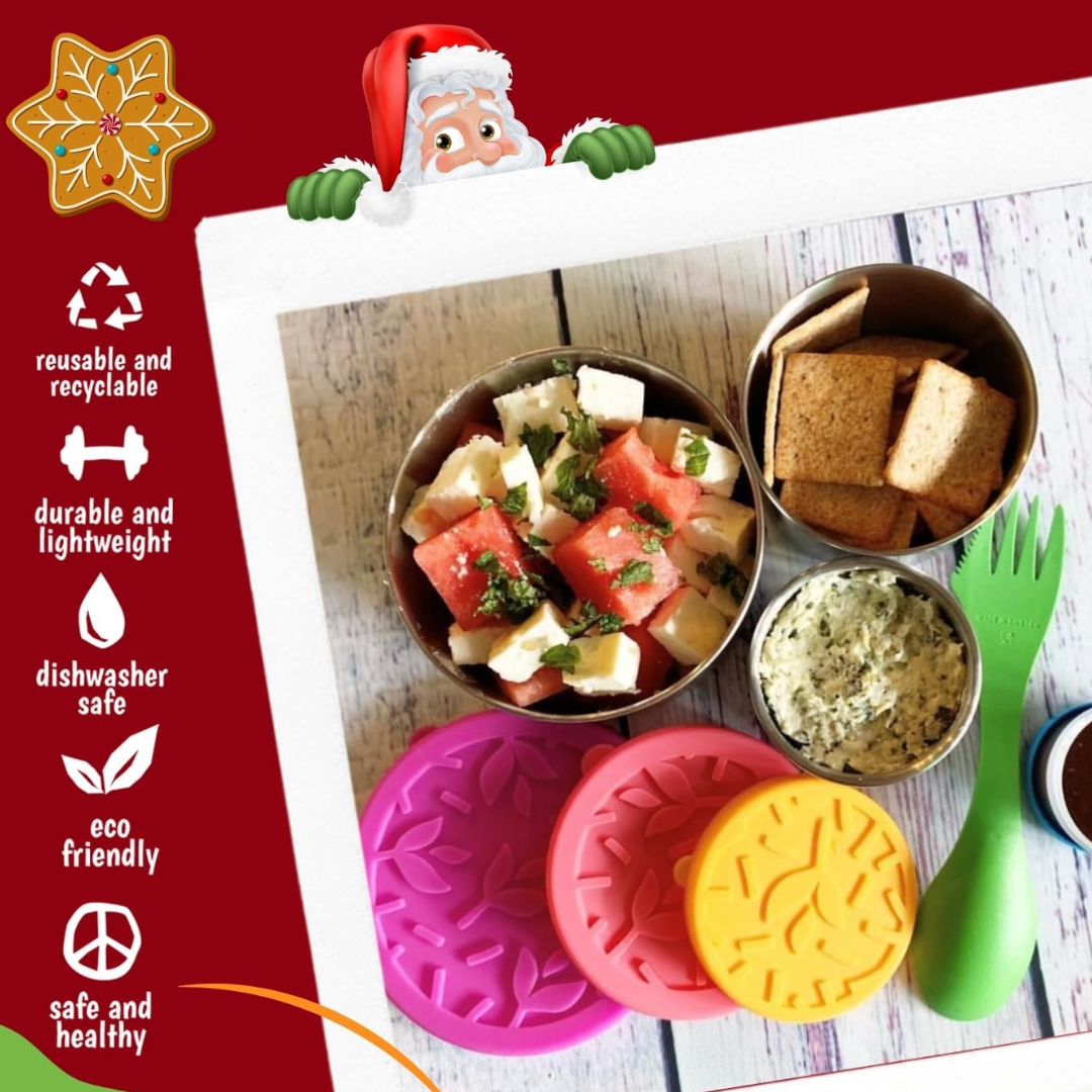Zestaw pojemników na lunch ze stali nierdzewnej z pokrywkami – 100ml, 200ml, 400ml
