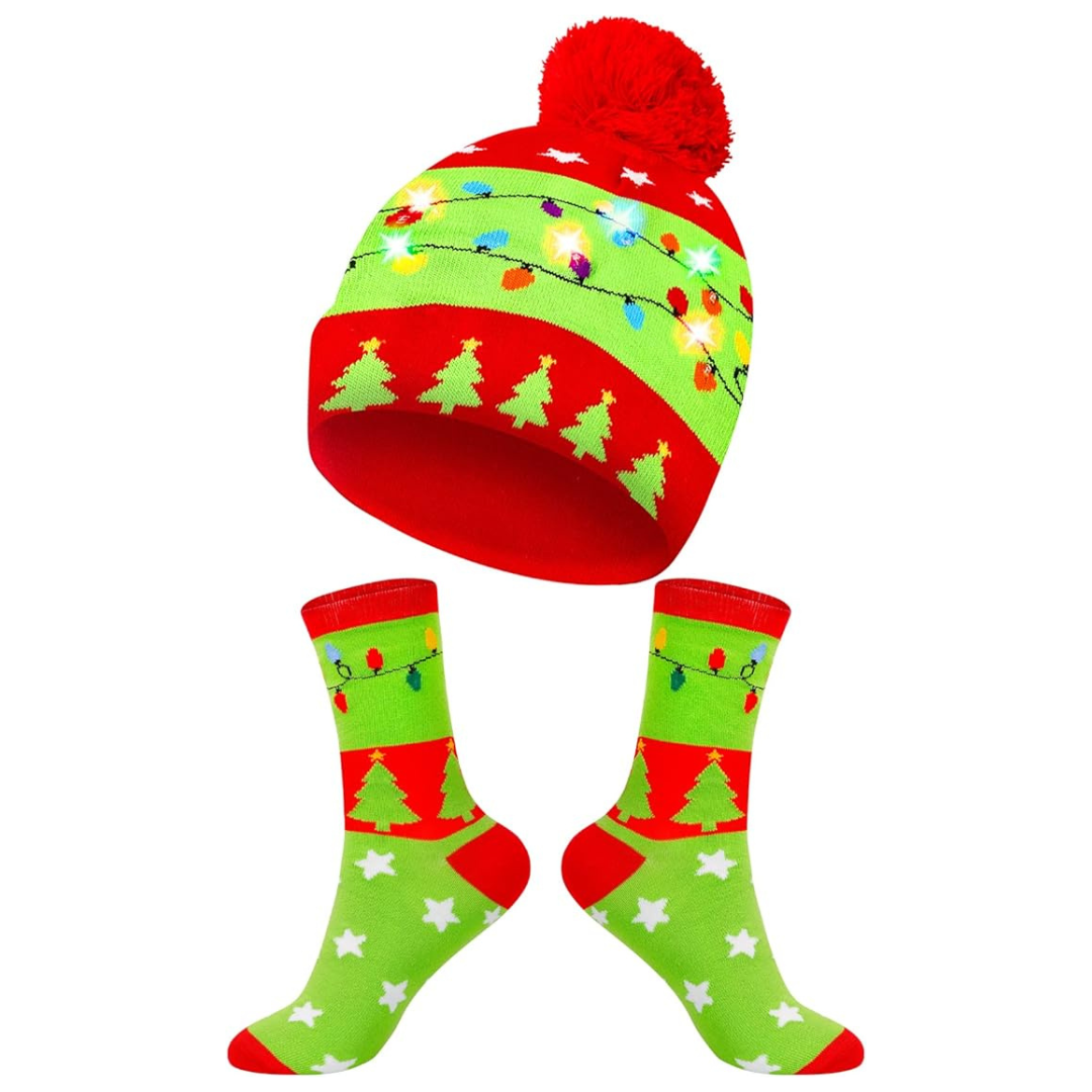 Christmas LED Beanie & Socks Set - GlowWear