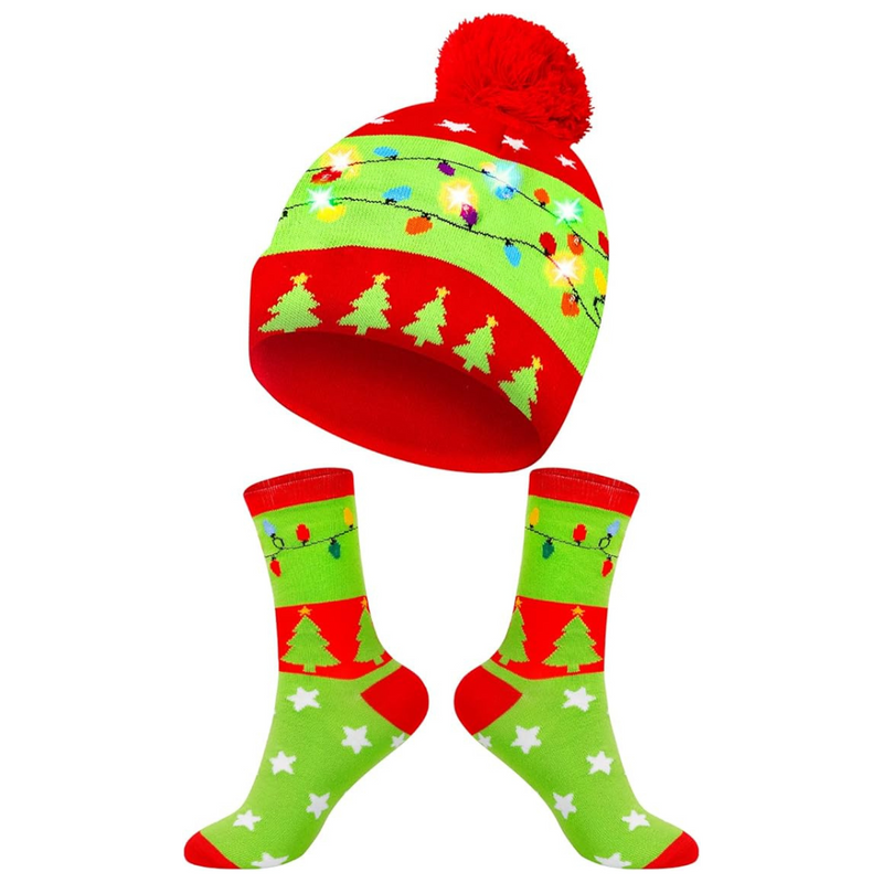 Christmas LED Beanie & Socks Set - GlowWear