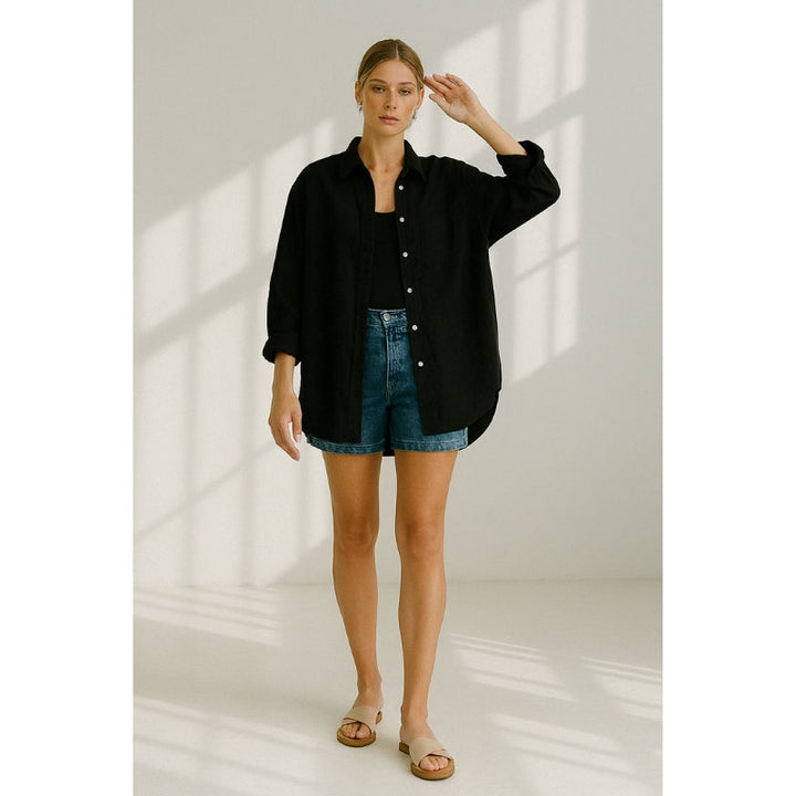 Linen Women's Blouse with Button Closure – Marise