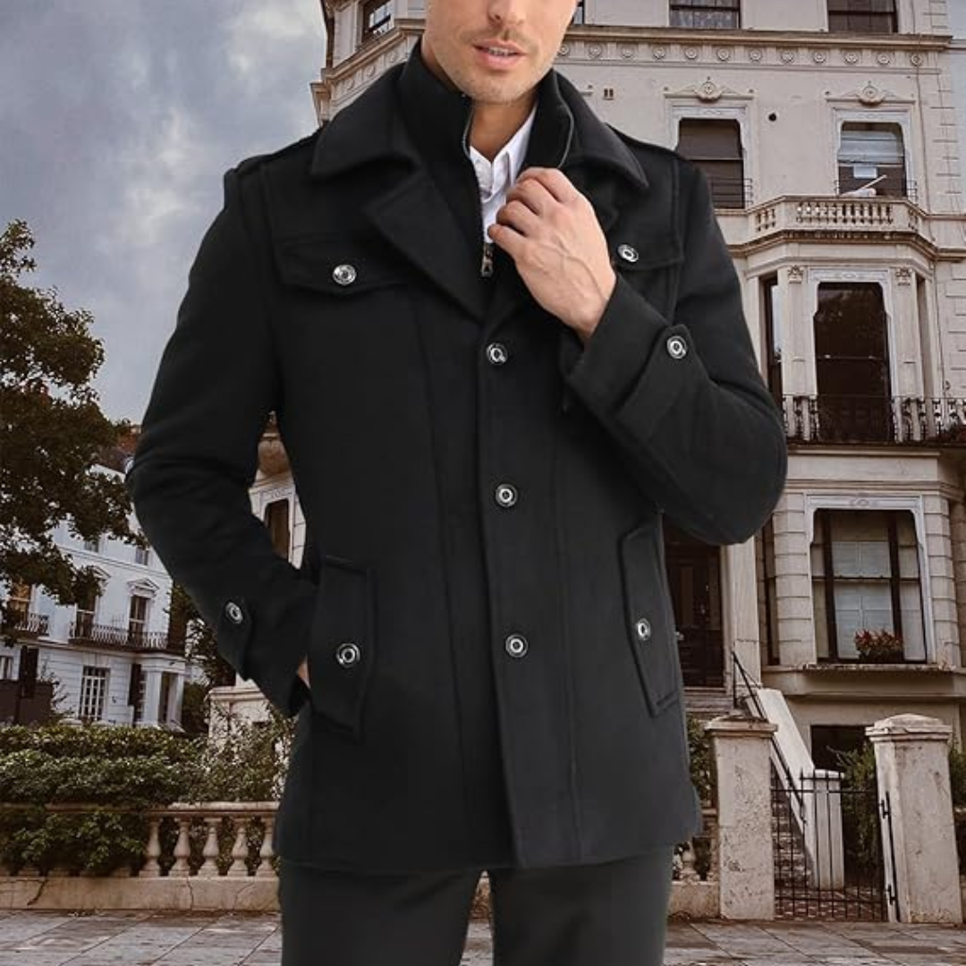 Men's Winter Wool Blend Trench Coat - Liam