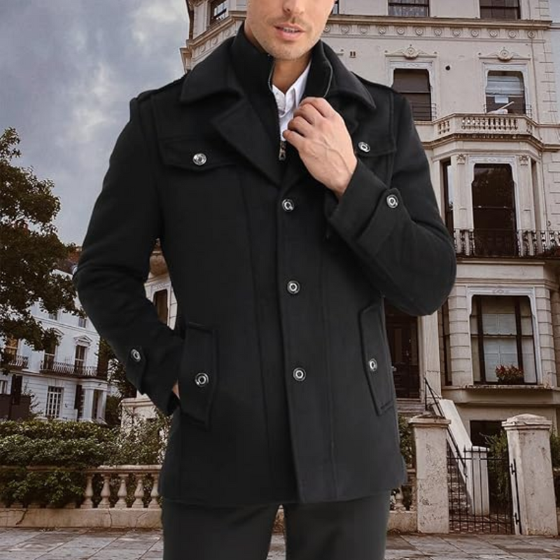Men's Winter Wool Blend Trench Coat - Liam