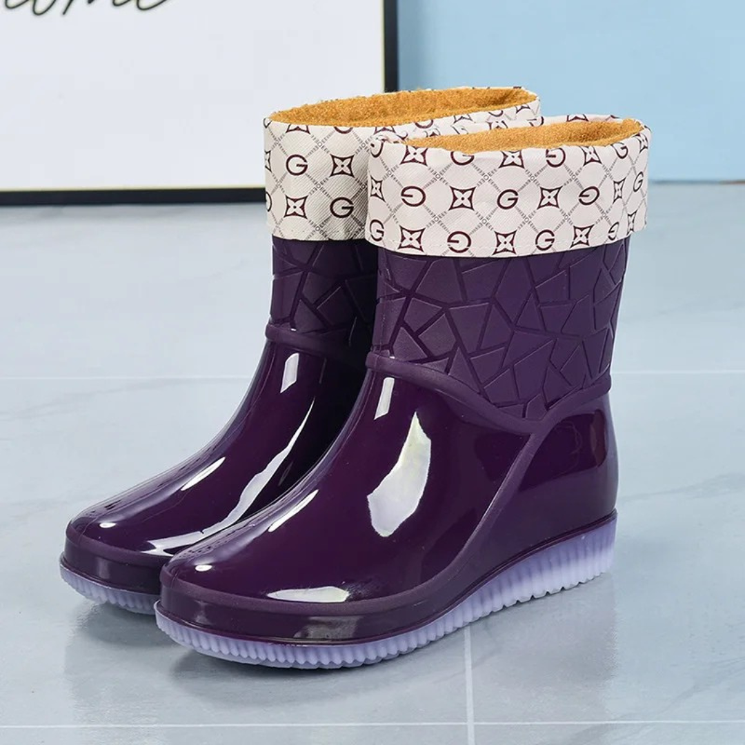 Halfhoge Dames Regenlaarzen waterdicht met patroon & antislipzool – Marvella