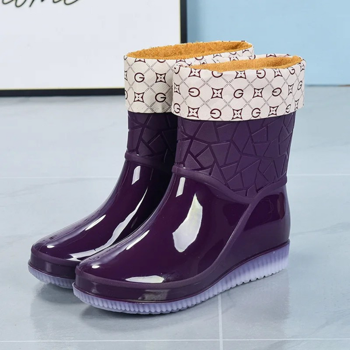 Halfhoge Dames Regenlaarzen waterdicht met patroon & antislipzool – Marvella