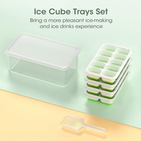 Stackable Silicone Ice Cube Trays with Storage Container