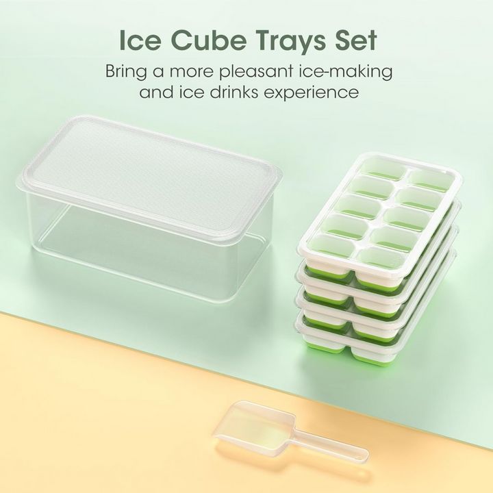 Stackable Silicone Ice Cube Trays with Storage Container