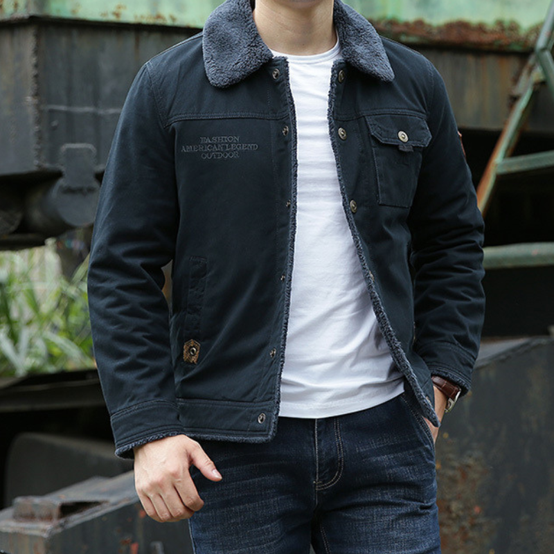 Rugged Men's Jacket with Fur Collar – Lars