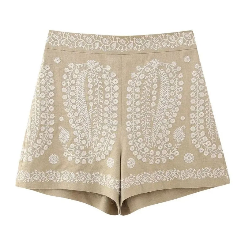 Sammy Jackson™ Cathy Geborduurde Shorts | Hoge Taille & Trendy