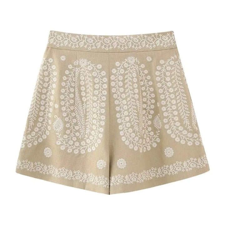 Sammy Jackson™ Cathy Geborduurde Shorts | Hoge Taille & Trendy