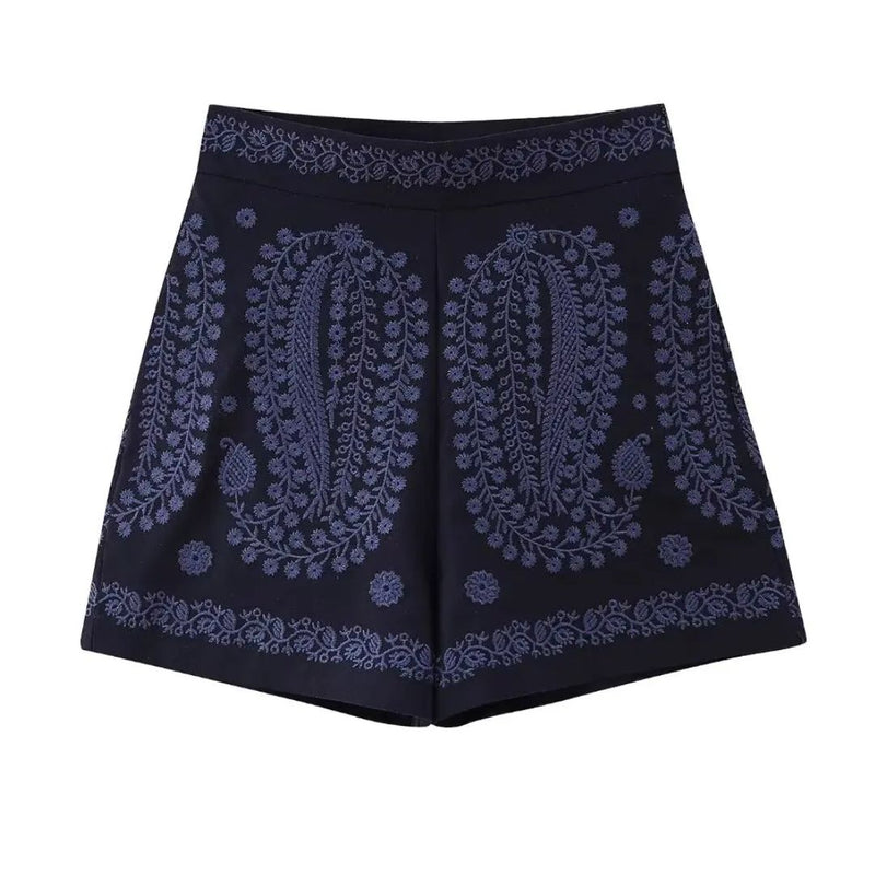 Sammy Jackson™ Cathy Geborduurde Shorts | Hoge Taille & Trendy
