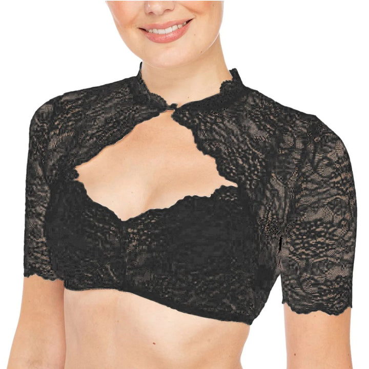 Trendy dirndl blouse with lace & heart neckline for women – Alina